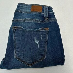 Judy Blue Blackwatch Plaid Patch Skinny‎ Distressed Jeans Style #82140 size 0/24